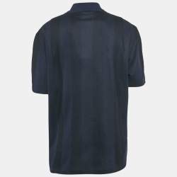 Salvatore Ferragamo Navy Blue/Black Stripe Short Sleeve Polo T-Shirt XXXL