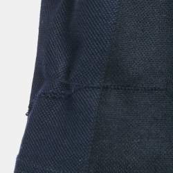 Salvatore Ferragamo Navy Blue/Black Stripe Short Sleeve Polo T-Shirt XXXL