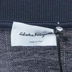 Salvatore Ferragamo Navy Blue/Black Stripe Short Sleeve Polo T-Shirt XXXL