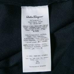 Salvatore Ferragamo Navy Blue/Black Stripe Short Sleeve Polo T-Shirt XXXL