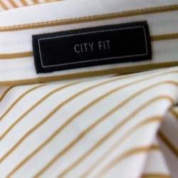 Pre Owned Salvatore Ferragamo Grey and Mustard Multi Stripe Paneled Cotton Shirt XL