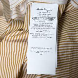 Pre Owned Salvatore Ferragamo Grey and Mustard Multi Stripe Paneled Cotton Shirt XL