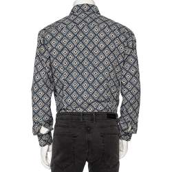 Pre Owned Salvatore Ferragamo Multicolored Geometric Printed Cotton Button Front Shirt L