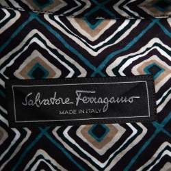 Pre Owned Salvatore Ferragamo Multicolored Geometric Printed Cotton Button Front Shirt L