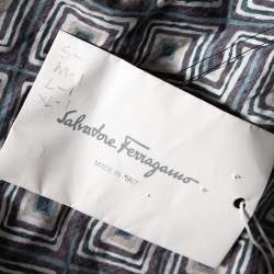 Pre Owned Salvatore Ferragamo Multicolored Geometric Printed Cotton Button Front Shirt L