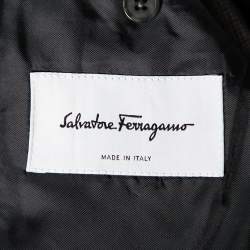 Pre Owned Salvatore Ferragamo Grey Micro Checked Wool Single Breasted Suit M