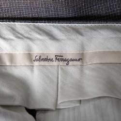 Pre Owned Salvatore Ferragamo Grey Micro Checked Wool Single Breasted Suit M