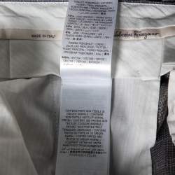 Pre Owned Salvatore Ferragamo Grey Micro Checked Wool Single Breasted Suit M