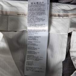 Pre Owned Salvatore Ferragamo Grey Micro Checked Wool Single Breasted Suit M