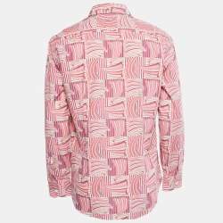 Salvatore Ferragamo Pink Sailboat Print Cotton Derby Fit Shirt L