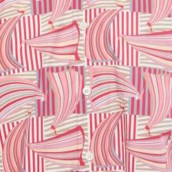 Salvatore Ferragamo Pink Sailboat Print Cotton Derby Fit Shirt L