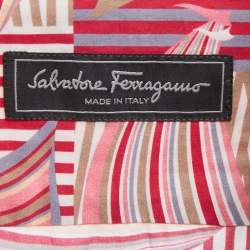 Salvatore Ferragamo Pink Sailboat Print Cotton Derby Fit Shirt L