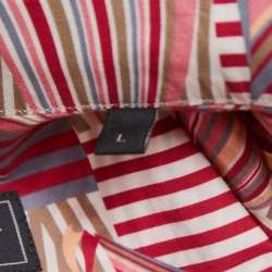 Salvatore Ferragamo Pink Sailboat Print Cotton Derby Fit Shirt L