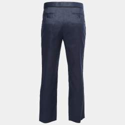 Pre Owned Salvatore Ferragamo Blue Cotton & Silk Trousers S