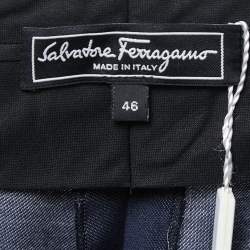 Pre Owned Salvatore Ferragamo Blue Cotton & Silk Trousers S
