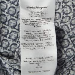 Salvatore Ferragamo Navy Blue Gancini Print Cotton Long Sleeve Shirt XL