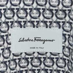 Salvatore Ferragamo Navy Blue Gancini Print Cotton Long Sleeve Shirt XL