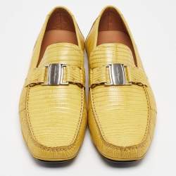 Salvatore Ferragamo Yellow Lizard Sardegna Loafers Size 44.5