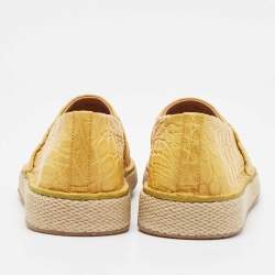 Salvatore Ferragamo Yellow Crocodile Leather Lampedusa Slip On Espadrille Size 43