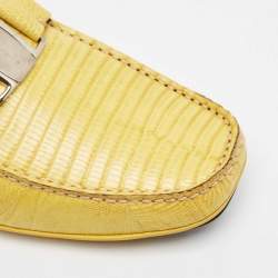 Salvatore Ferragamo Yellow Lizard Leather Sardegna Loafers Size 41.5