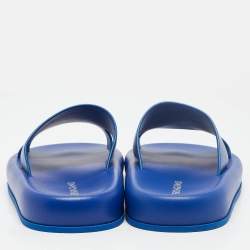 Salvatore Ferragamo Blue Leather Dolce Sandals Size 44