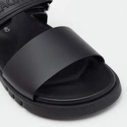 Pre Owned Salvatore Ferragamo Black Leather Day Sandals Size 44