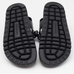 Pre Owned Salvatore Ferragamo Black Leather Day Sandals Size 44