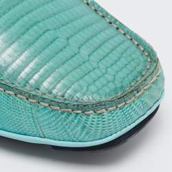 Salvatore Ferragamo Aqua Green Lizard Sardegna Loafers Size 41