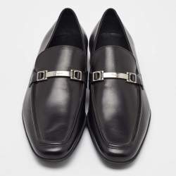 Pre Owned Salvatore Ferragamo Black Leather Slip On Loafers Size 41.5
