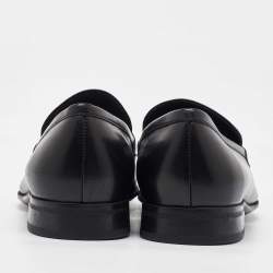 Pre Owned Salvatore Ferragamo Black Leather Slip On Loafers Size 41.5