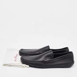Salvatore Ferragamo Black Leather Gardel Slip On Loafers Size 41.5