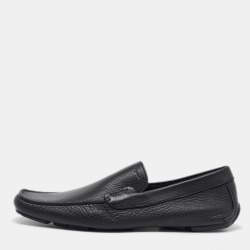 Salvatore Ferragamo Black Leather Gardel Slip On Loafers Size 41.5