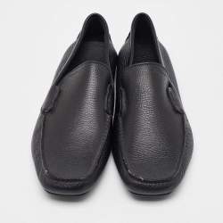 Salvatore Ferragamo Black Leather Gardel Slip On Loafers Size 41.5