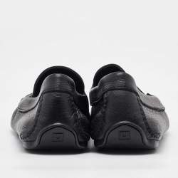 Salvatore Ferragamo Black Leather Gardel Slip On Loafers Size 41.5