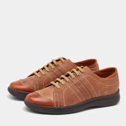 Salvatore Ferragamo Tan Leather Low Top Sneakers Size 41.5