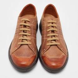 Salvatore Ferragamo Tan Leather Low Top Sneakers Size 41.5
