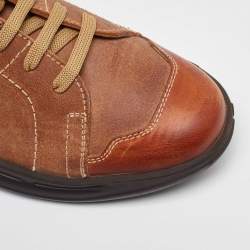 Salvatore Ferragamo Tan Leather Low Top Sneakers Size 41.5