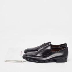Pre Owned Salvatore Ferragamo Black Leather Slip On Loafers Size 41.5