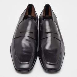 Pre Owned Salvatore Ferragamo Black Leather Slip On Loafers Size 41.5