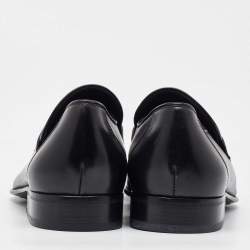 Pre Owned Salvatore Ferragamo Black Leather Slip On Loafers Size 41.5