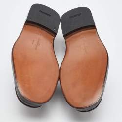 Pre Owned Salvatore Ferragamo Dark Brown Leather Gancini Slip On Loafers Size 41.5