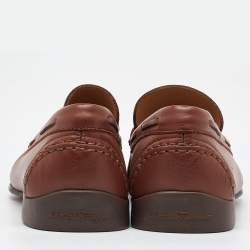 مملوكة مسبقًا Salvatore Ferragamo Brown Leather Gancini Penny Loafers Size 41.5