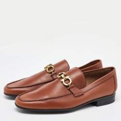مملوكة مسبقًا Salvatore Ferragamo Brown Leather Gancini Penny Loafers Size 41.5