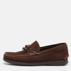 Salvatore Ferragamo Brown Suede Slip On Loafers Size 41.5