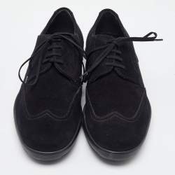 Pre Owned Salvatore Ferragamo Black Suede Lace Up Derby Size 41.5