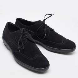 Pre Owned Salvatore Ferragamo Black Suede Lace Up Derby Size 41.5