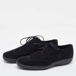 Pre Owned Salvatore Ferragamo Black Suede Lace Up Derby Size 41.5