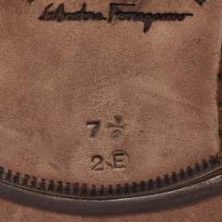 Pre Owned Salvatore Ferragamo Dark Burgundy Leather Lace Up Derby Size 41.5