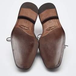 Pre Owned Salvatore Ferragamo Dark Burgundy Leather Lace Up Derby Size 41.5