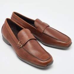 Salvatore Ferragamo Tan Leather Slip On Loafers Size 41.5